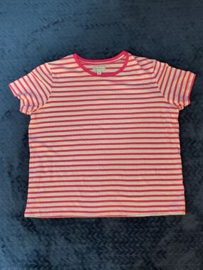 Pink & White Striped Short Sleeve Tee